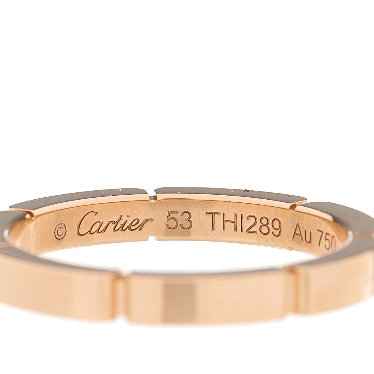 18K Pink Gold Diamond Maillon Panthere Half Diamond Wedding Band Ring 53 6.5