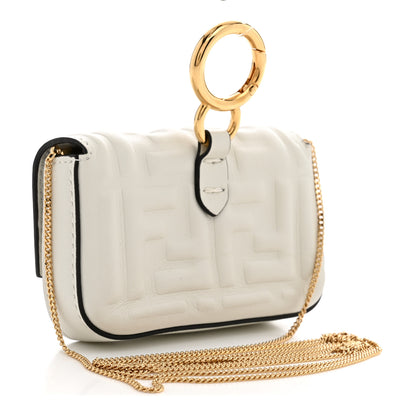Fendi Nappa Matisse FF Embossed Nano Baguette Charm White 2 of 10
