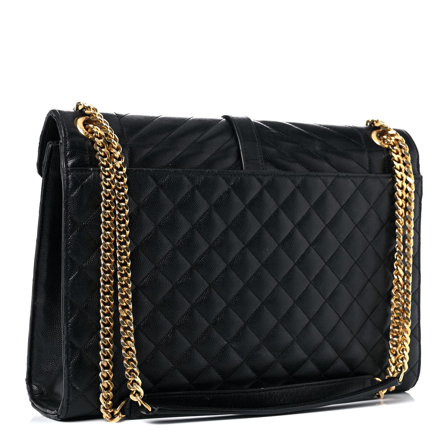 Grain De Poudre Textured Mixed Matelasse Large Triquilt Monogram Satchel Black
