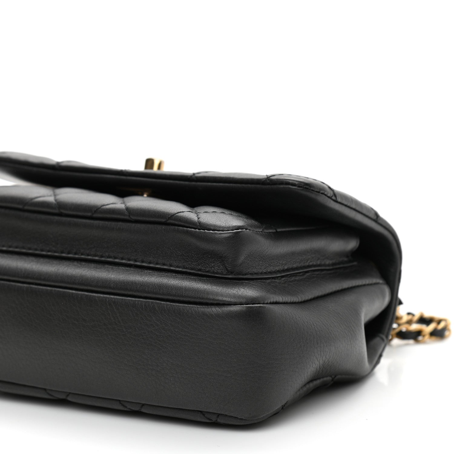 Chanel Calfskin Quilted Top Handle Flap Black 10 of 12