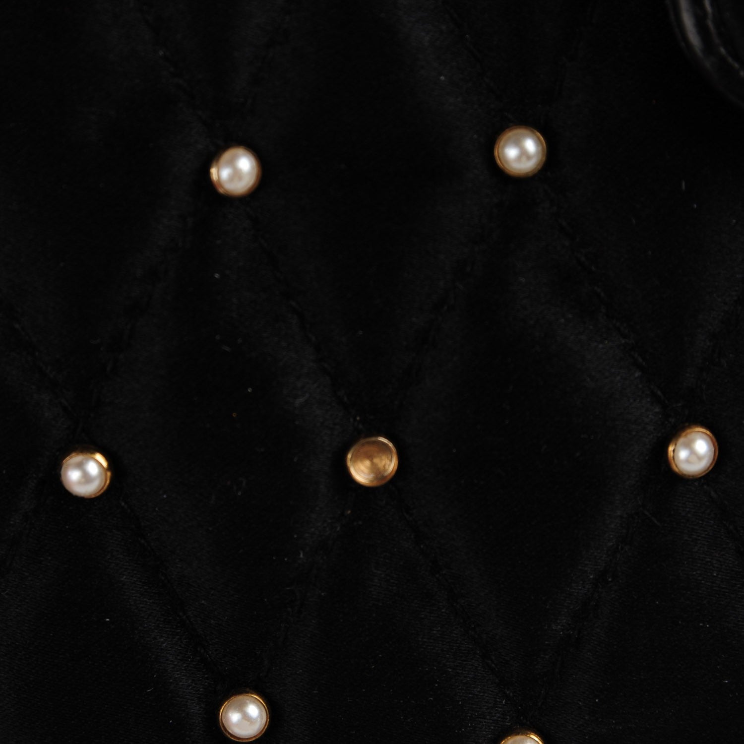 Chanel Satin Pearl Quilted CC Clutch Black 5 of 8