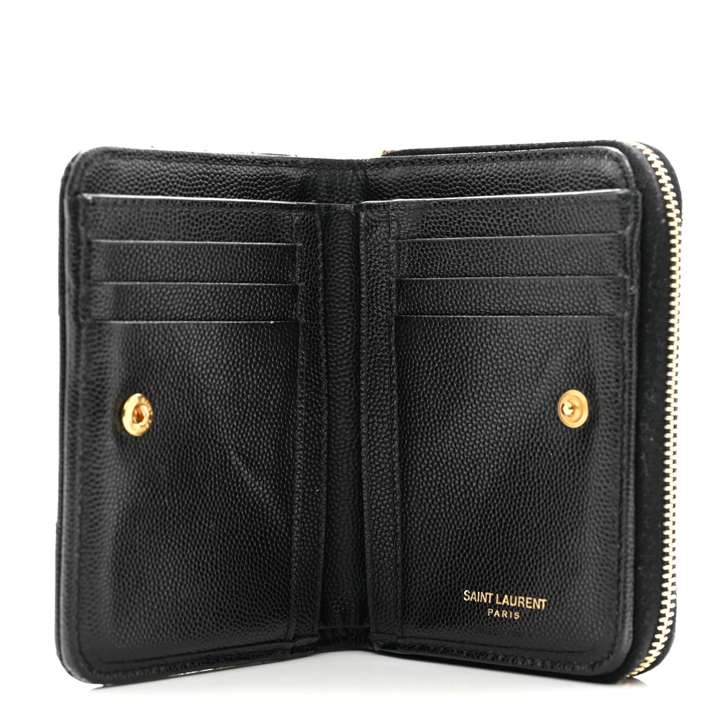 Grain De Poudre Matelasse Chevron Monogram Compact Zip Around Wallet Black