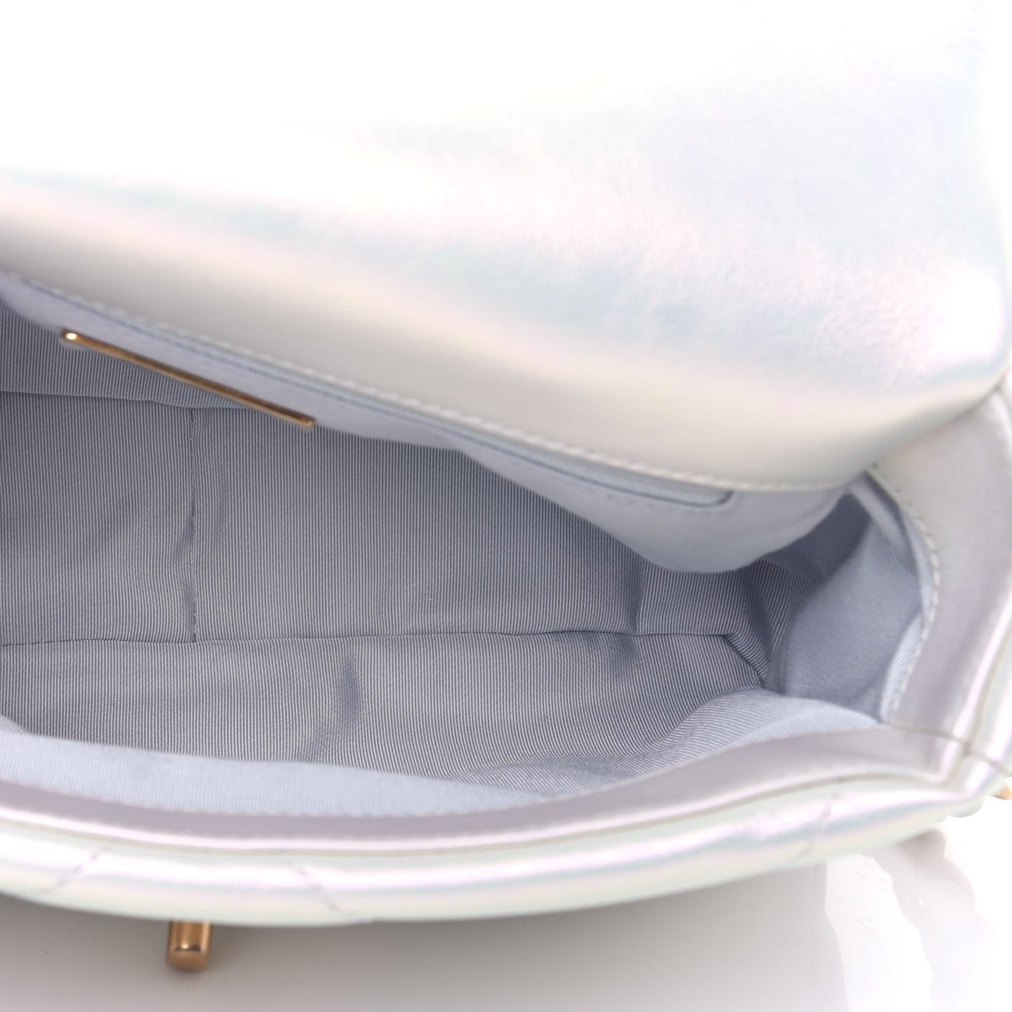 Iridescent Calfskin Quilted Medium Chanel 19 Flap White