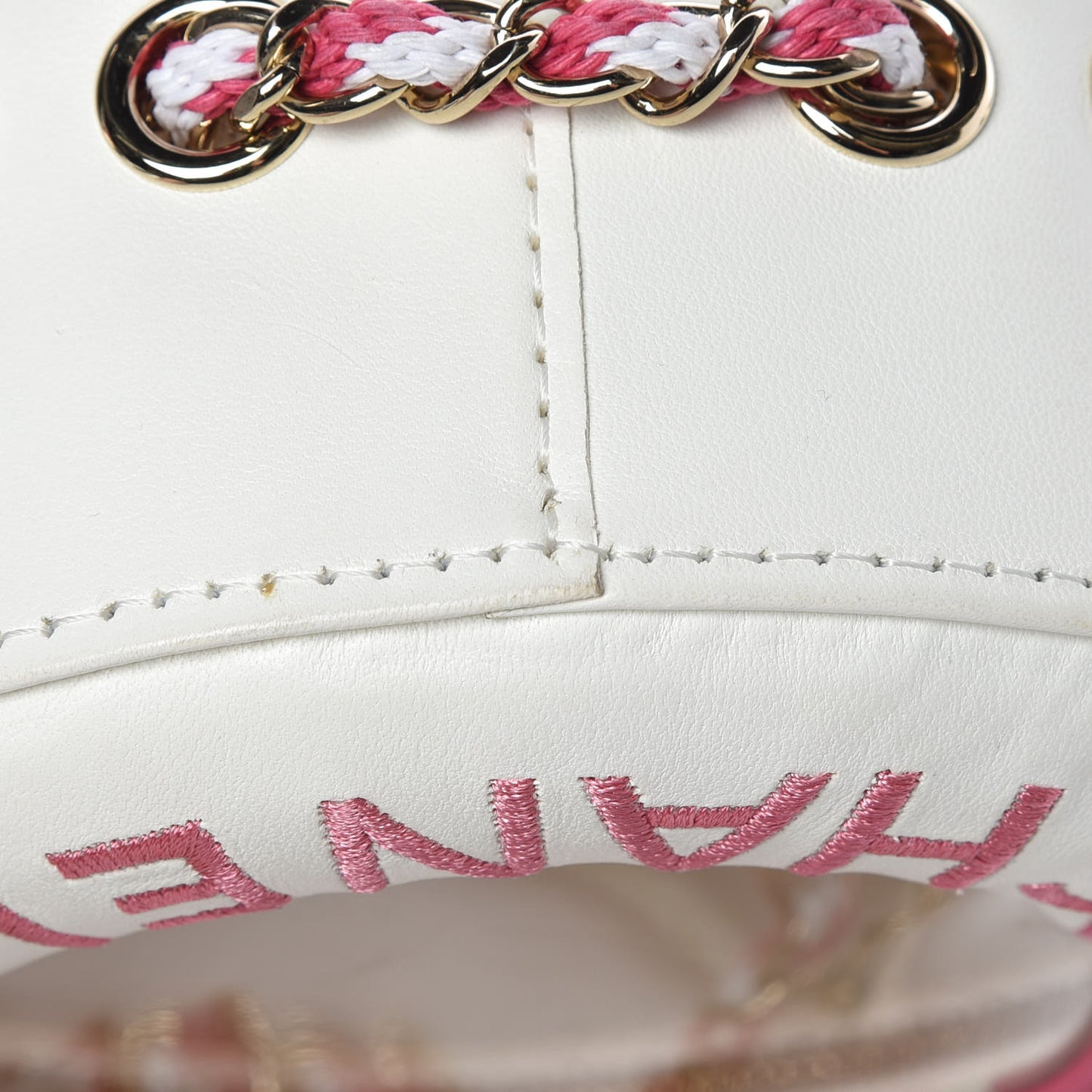 Lambskin Coco Lifesaver Round Bag Pink White
