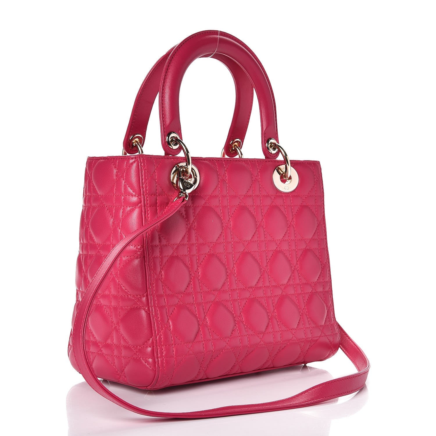Christian Dior Lambskin Cannage Medium Lady Dior Pink 3 of 7