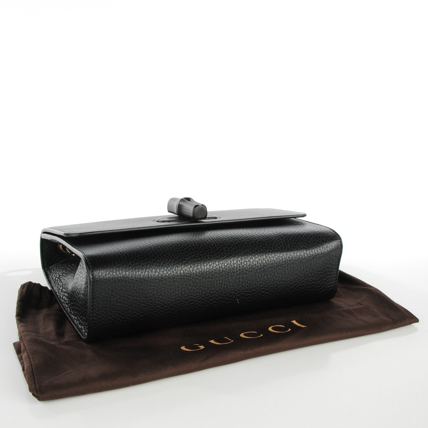 Gucci Pebbled Calfskin Medium Miss Bamboo Shoulder Bag Black 4 of 7