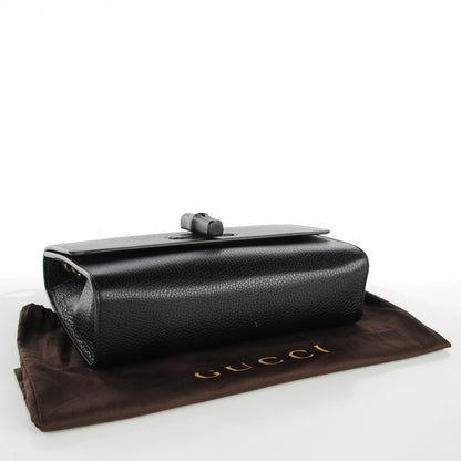 Gucci Pebbled Calfskin Medium Miss Bamboo Shoulder Bag Black 4 of 7