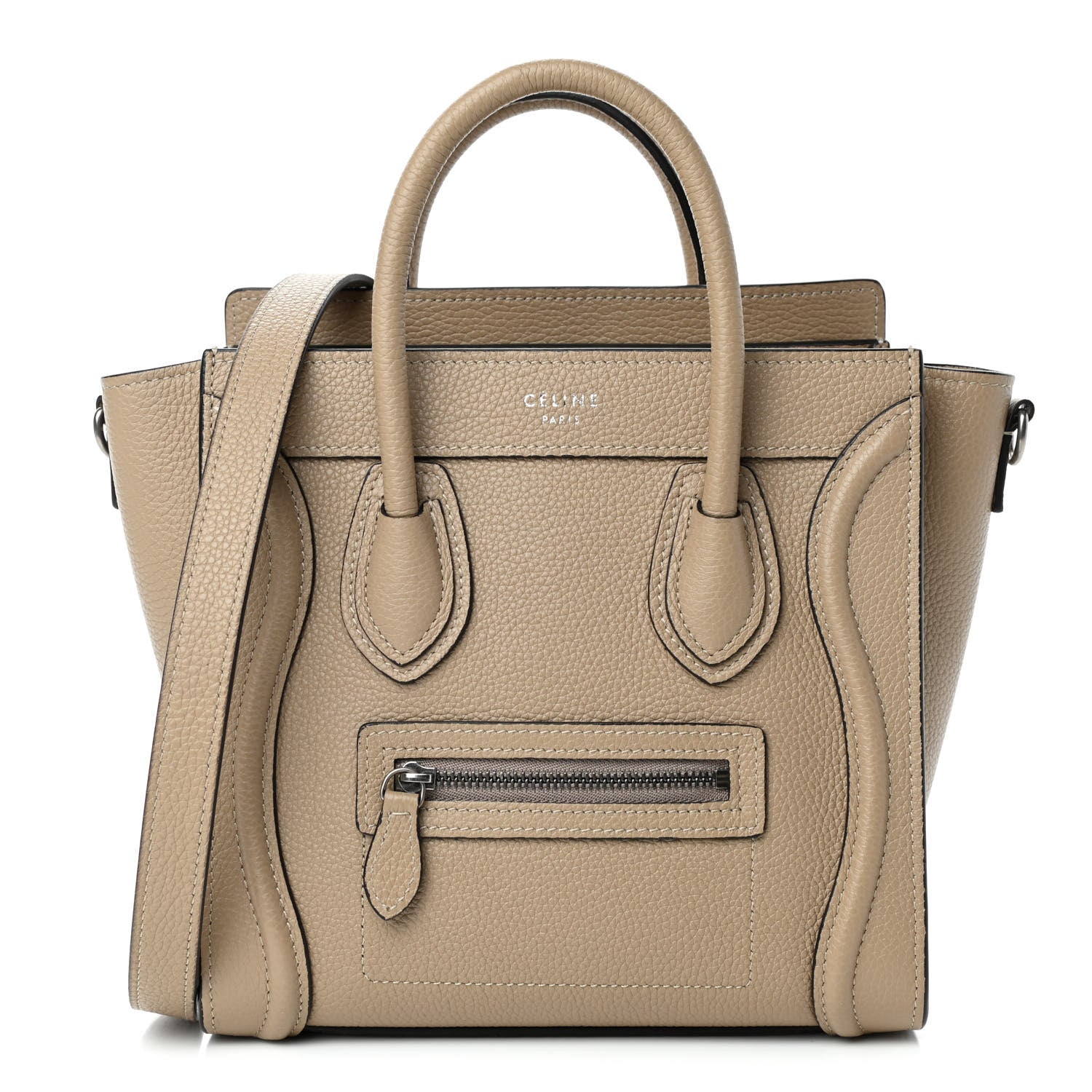 Celine Drummed Calfskin Nano Luggage Dune 1 of 4