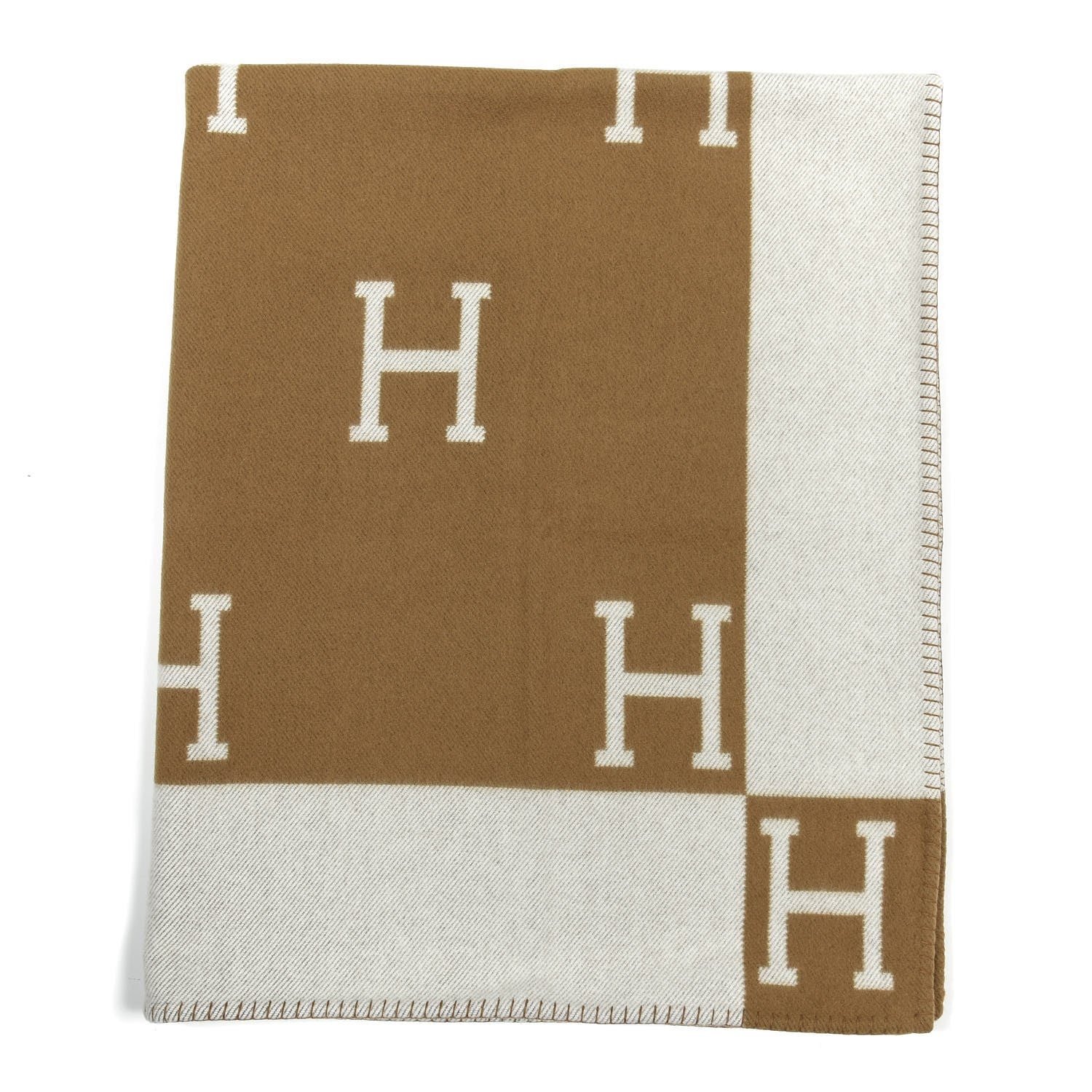Hermes Wool Cashmere Avalon Blanket Ecru Camel 1 of 3