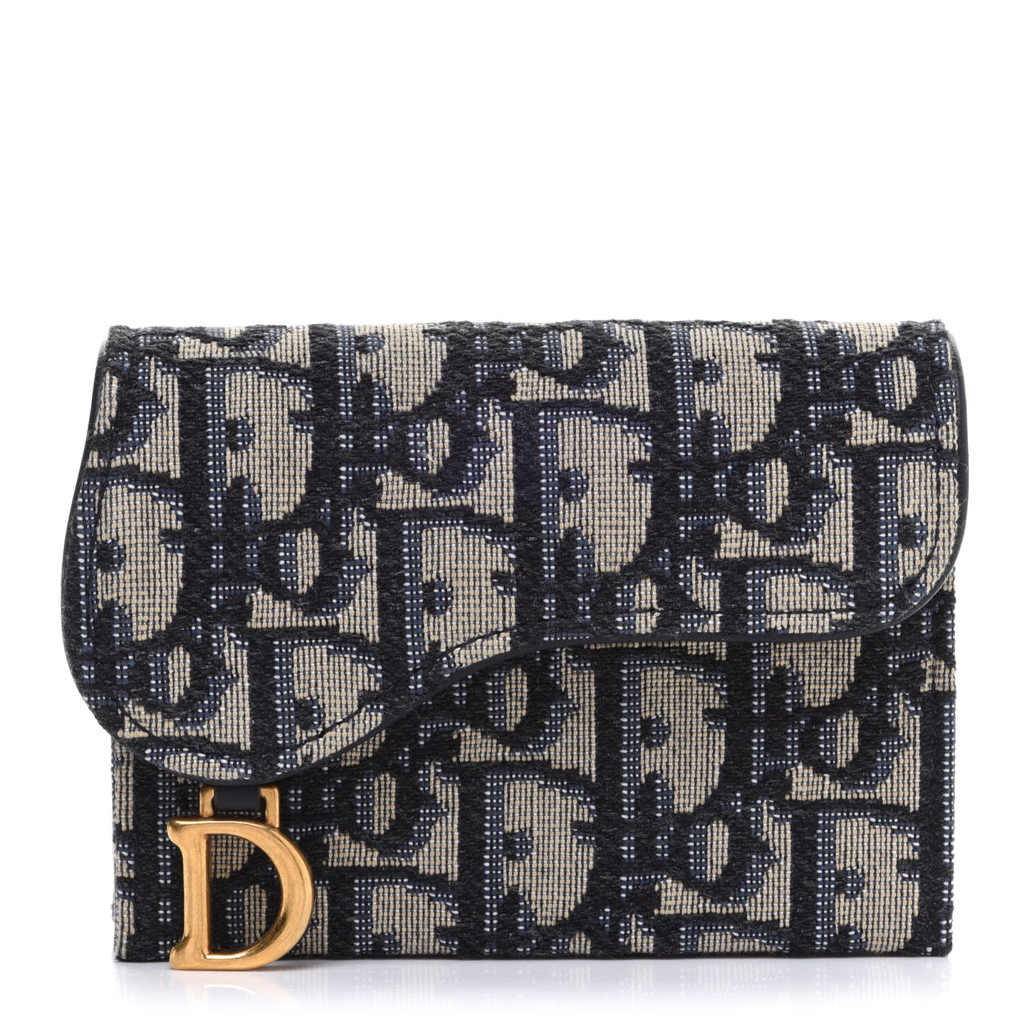 Oblique Saddle 5-Gusset Card Holder Blue