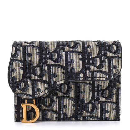 Christian Dior Oblique Saddle 5-Gusset Card Holder Blue 1 of 8