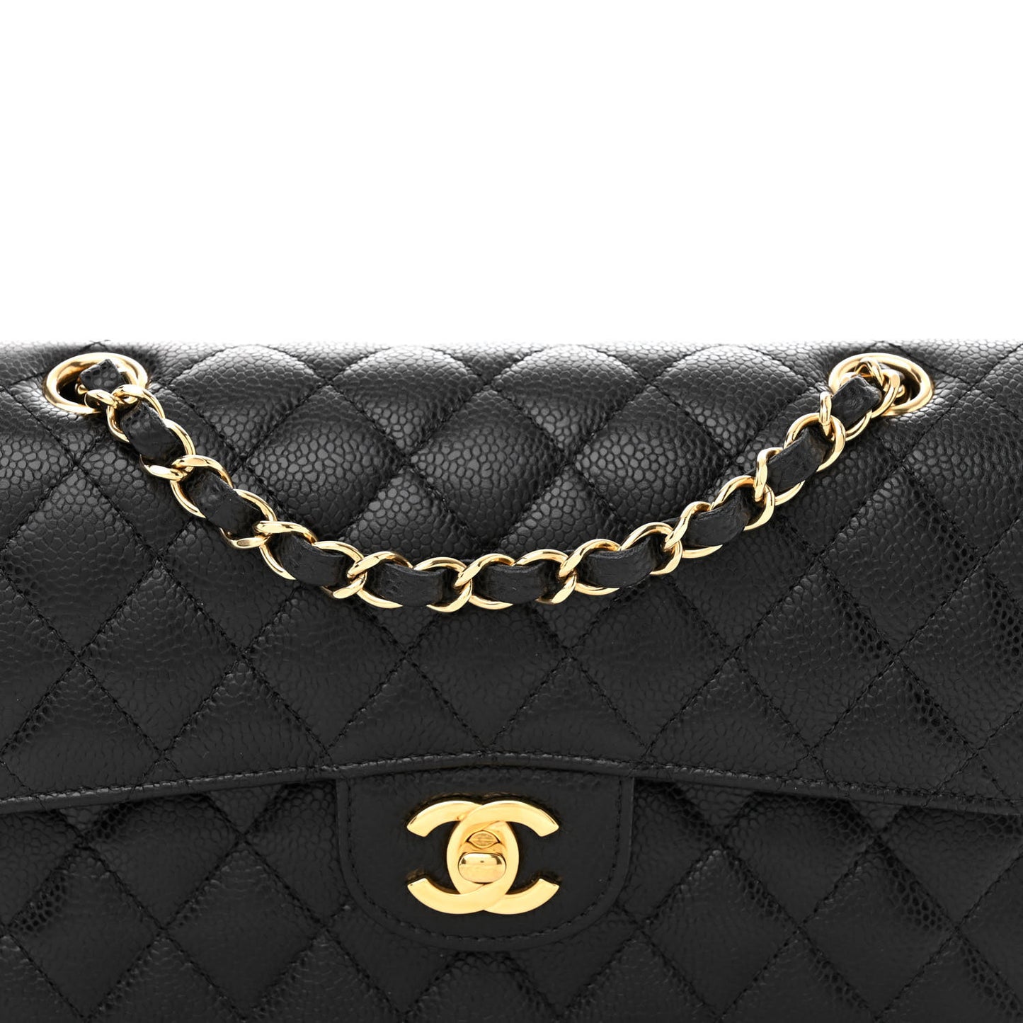 Caviar Quilted Small Double Flap Black