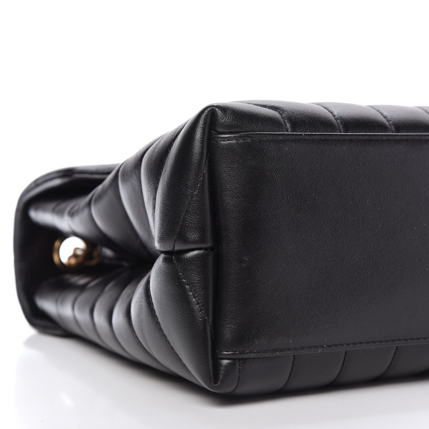 Calfskin Y Quilted Monogram Medium Loulou Chain Satchel Black