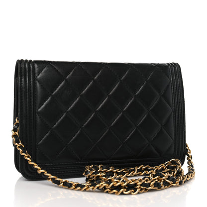 Chanel Lambskin Quilted Boy Wallet On Chain WOC Black 3 of 11