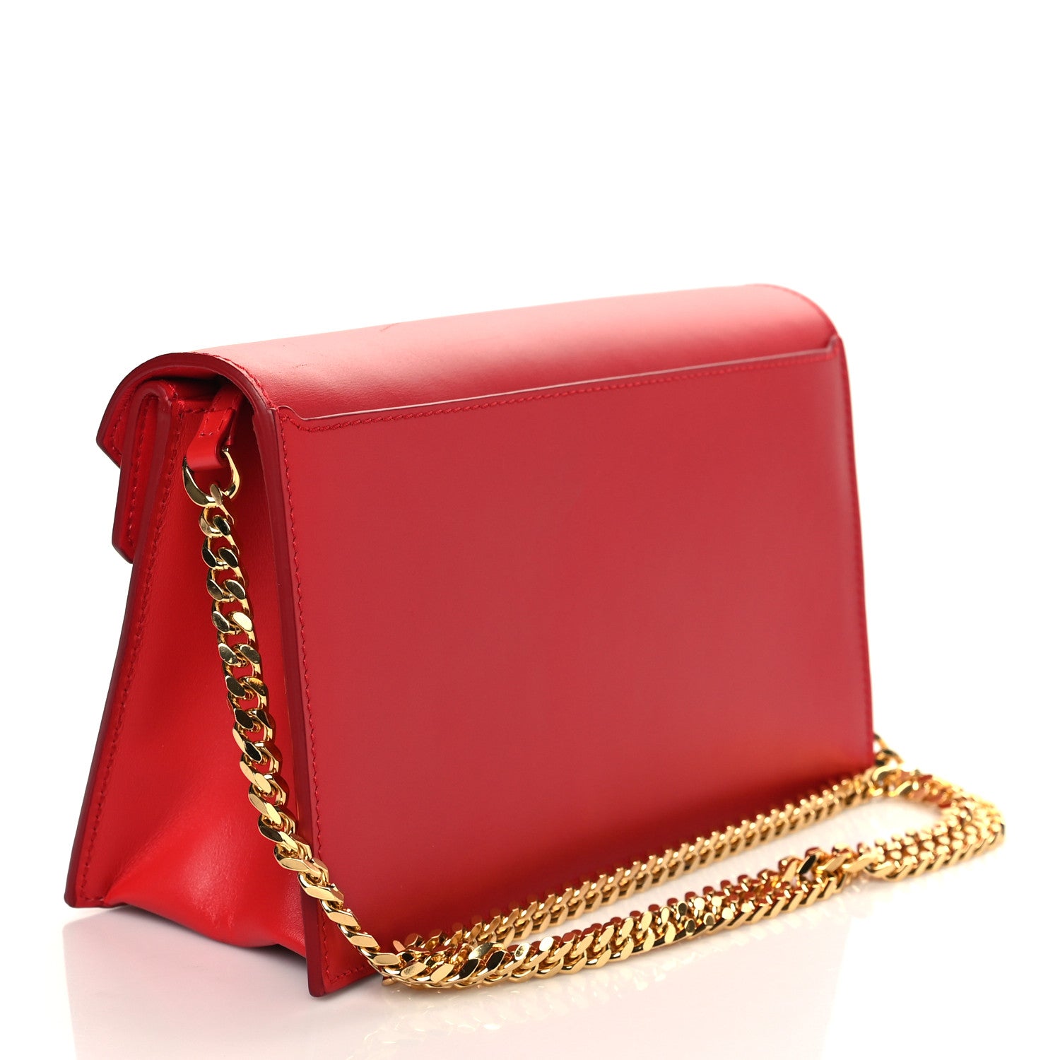 Burberry Calfskin Small TB Envelope Chain Clutch Bag Bright Red 3 of 9