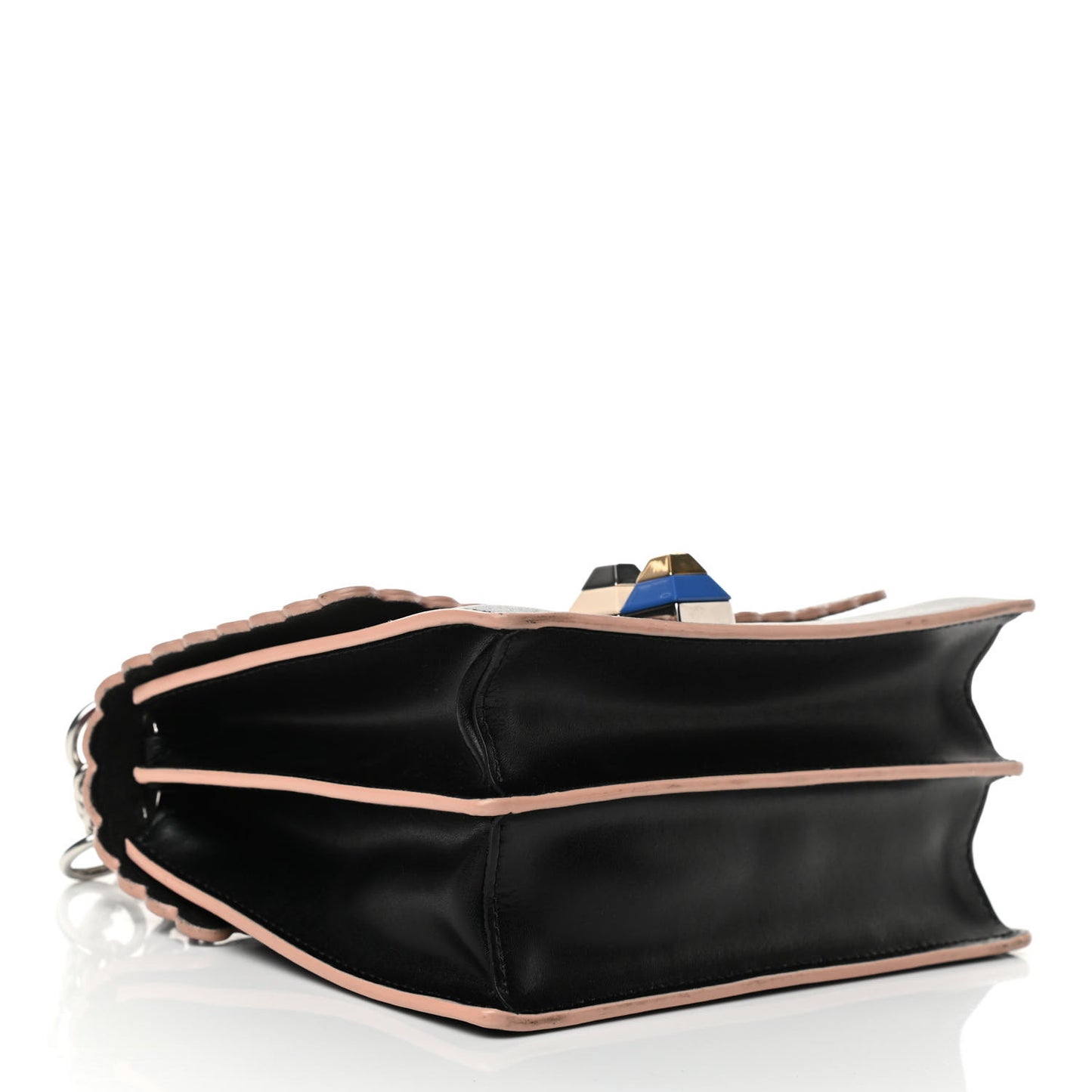 Vitello Liberty Fun Fair Embossed Scalloped Small Kan I Shoulder Bag Black Multicolor