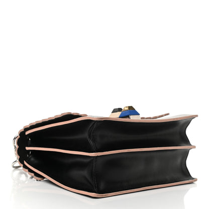 Fendi Vitello Liberty Fun Fair Embossed Scalloped Small Kan I Shoulder Bag Black Multicolor 4 of 10