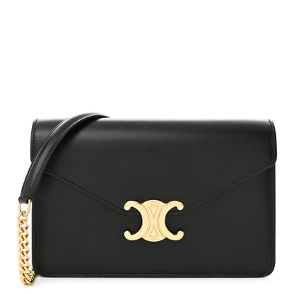 Celine Shiny Calfskin Triomphe Margo Wallet on Chain Black 1 of 10