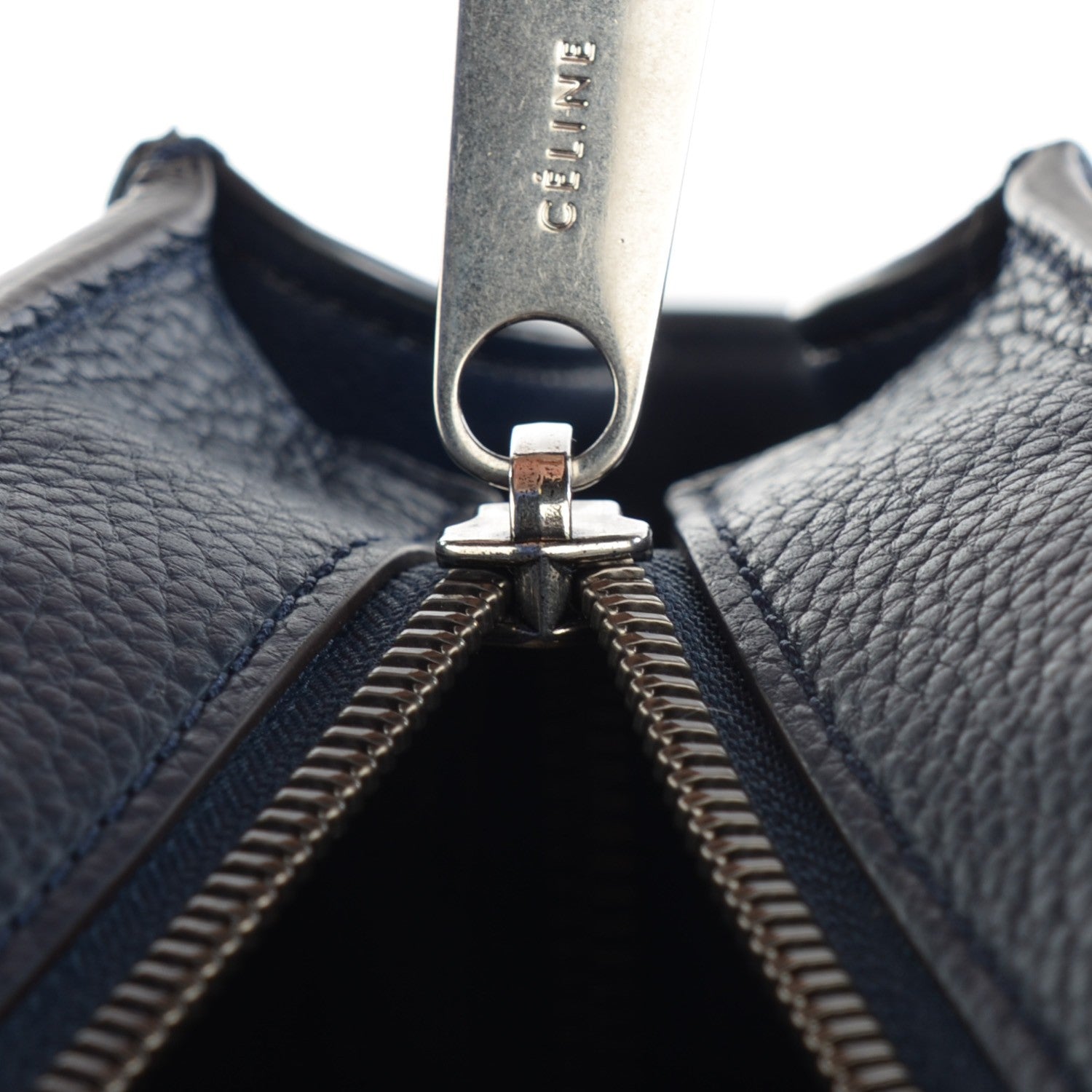 Celine Drummed Calfskin Suede Large Trapeze Navy Blue 8 of 8
