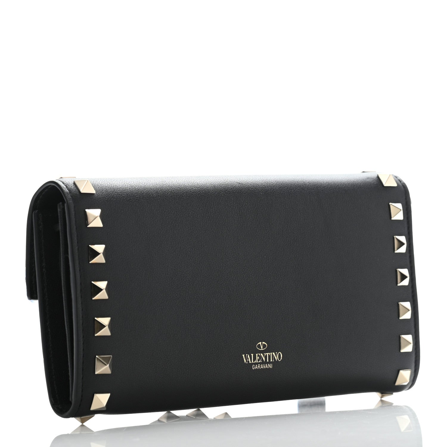 Valentino Garavani Calfskin Rockstud Wristlet Travel Wallet Black 3 of 8