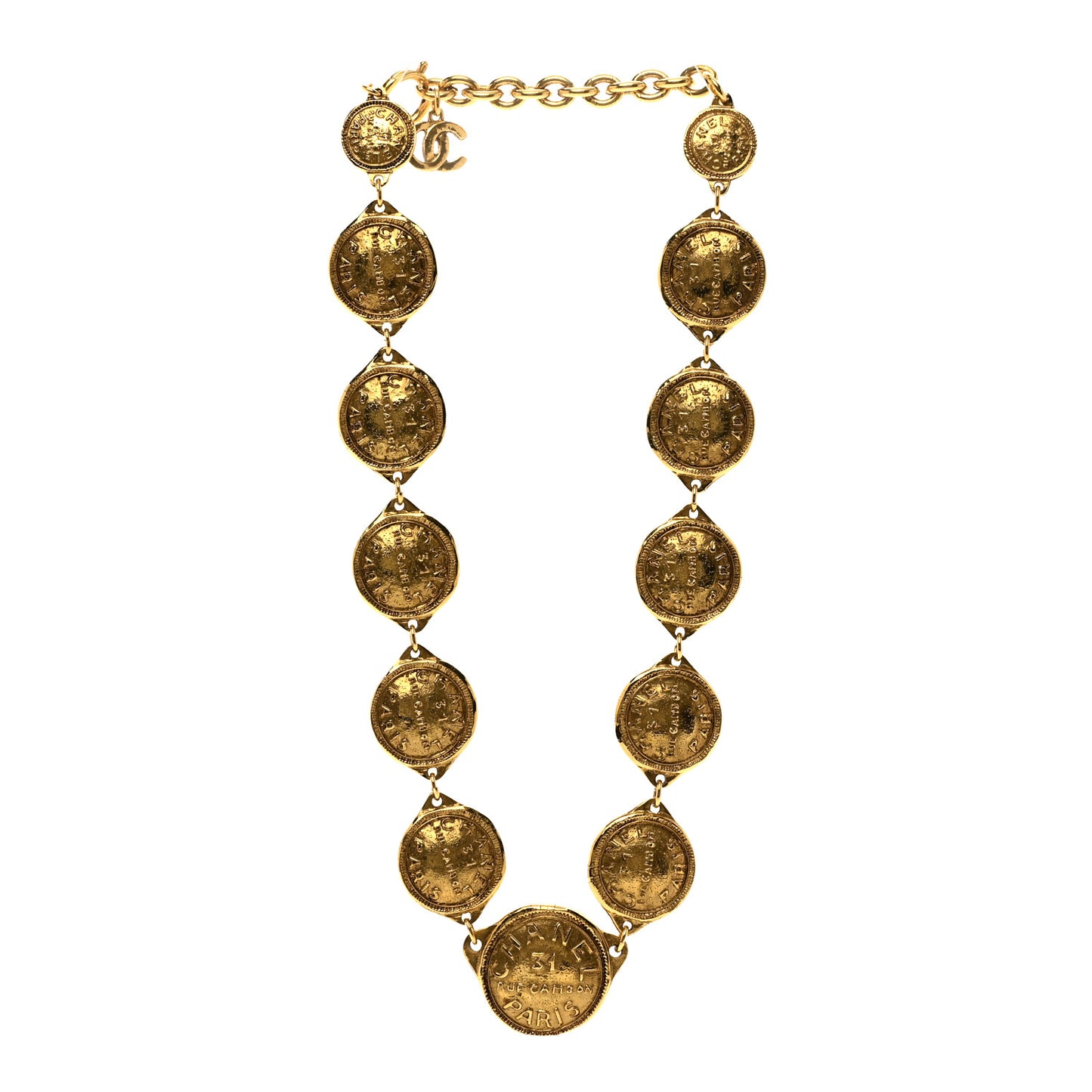 Metal CC Medallion Necklace Gold