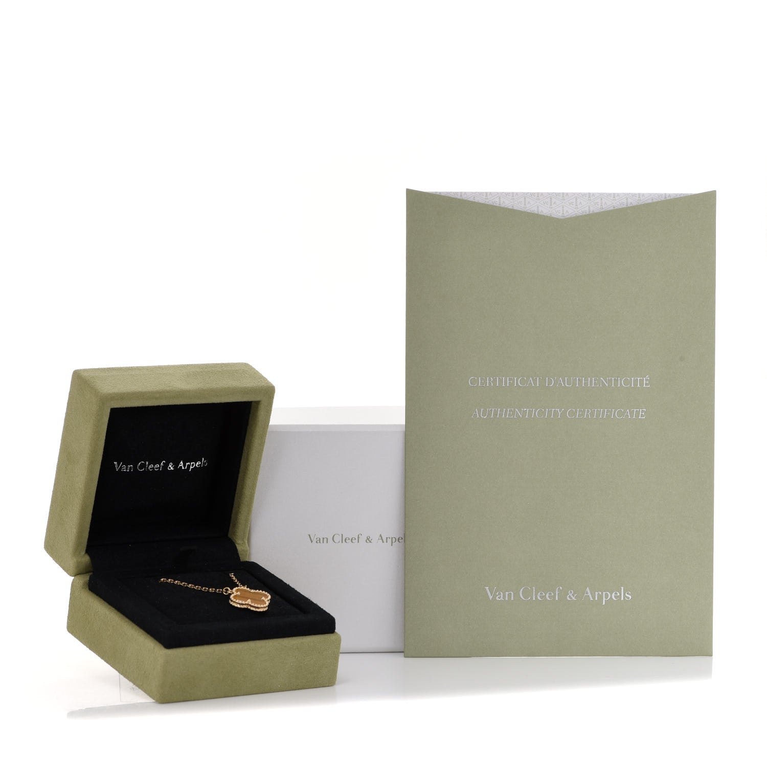 Van Cleef & Arpels 18K Yellow Gold Tiger Eye Vintage Alhambra Pendant Necklace 6 of 6