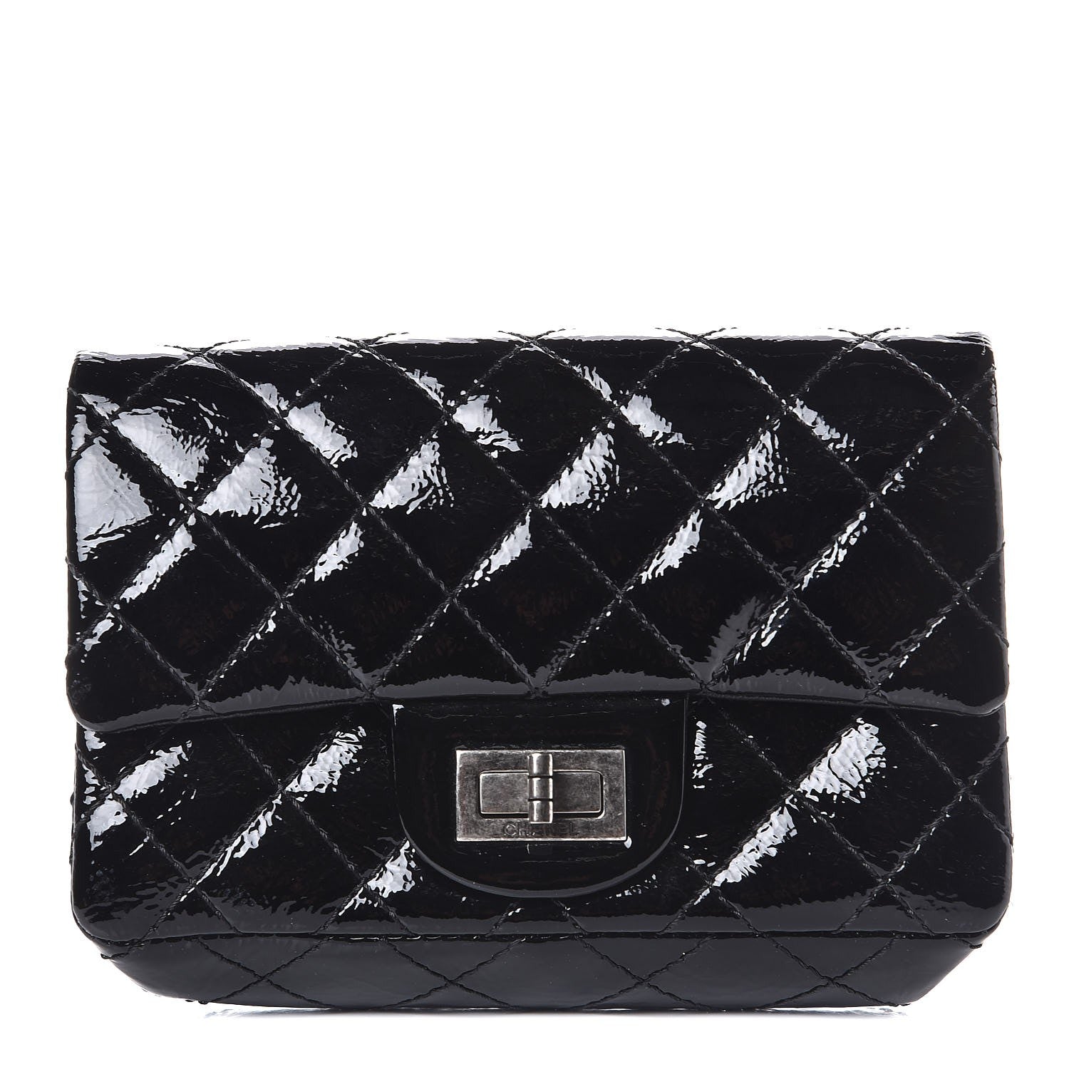 Chanel Patent Quilted Reissue Flap Clutch Bag Black 1 of 7