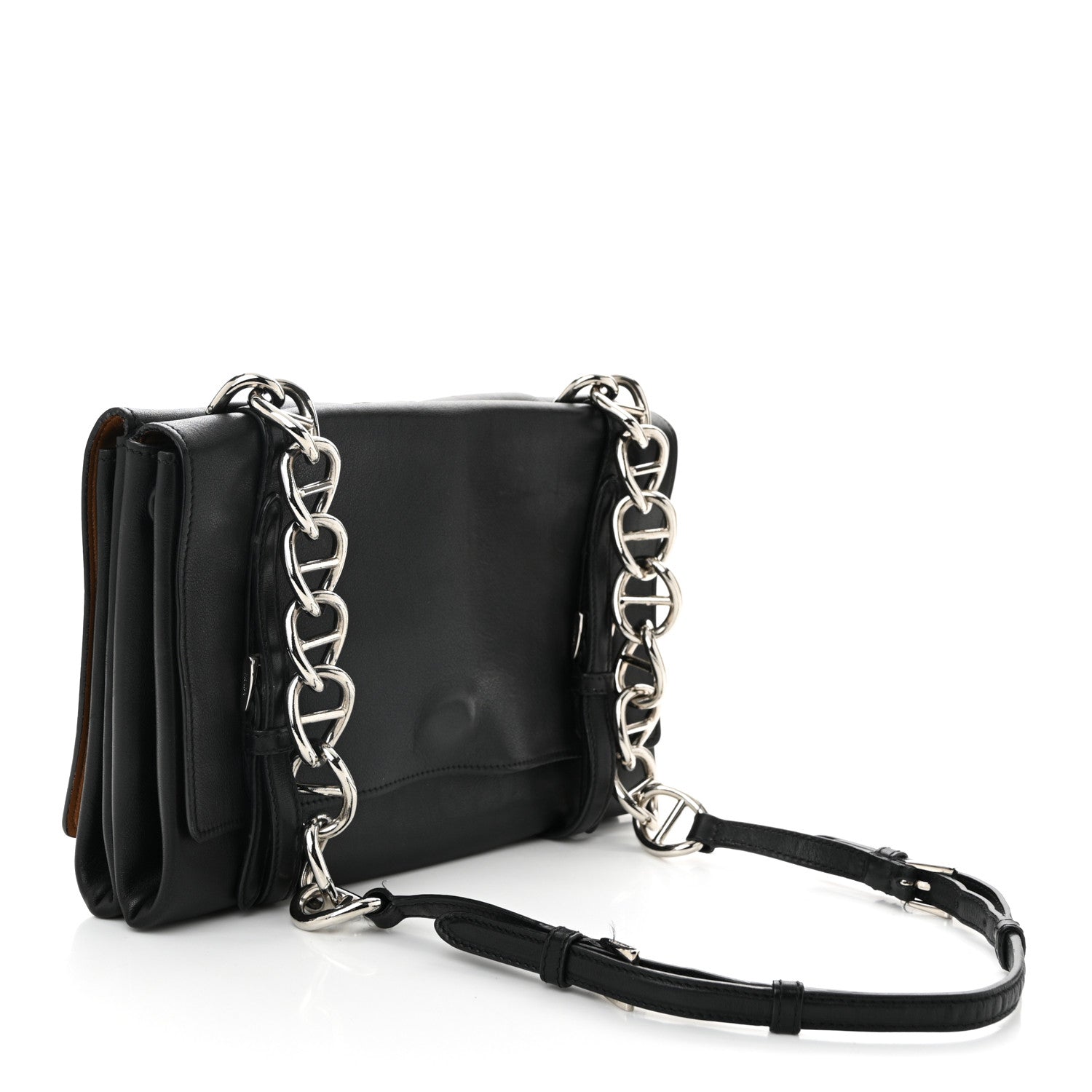 Prada Vitello Soft Chain Flap Bag Black 3 of 10