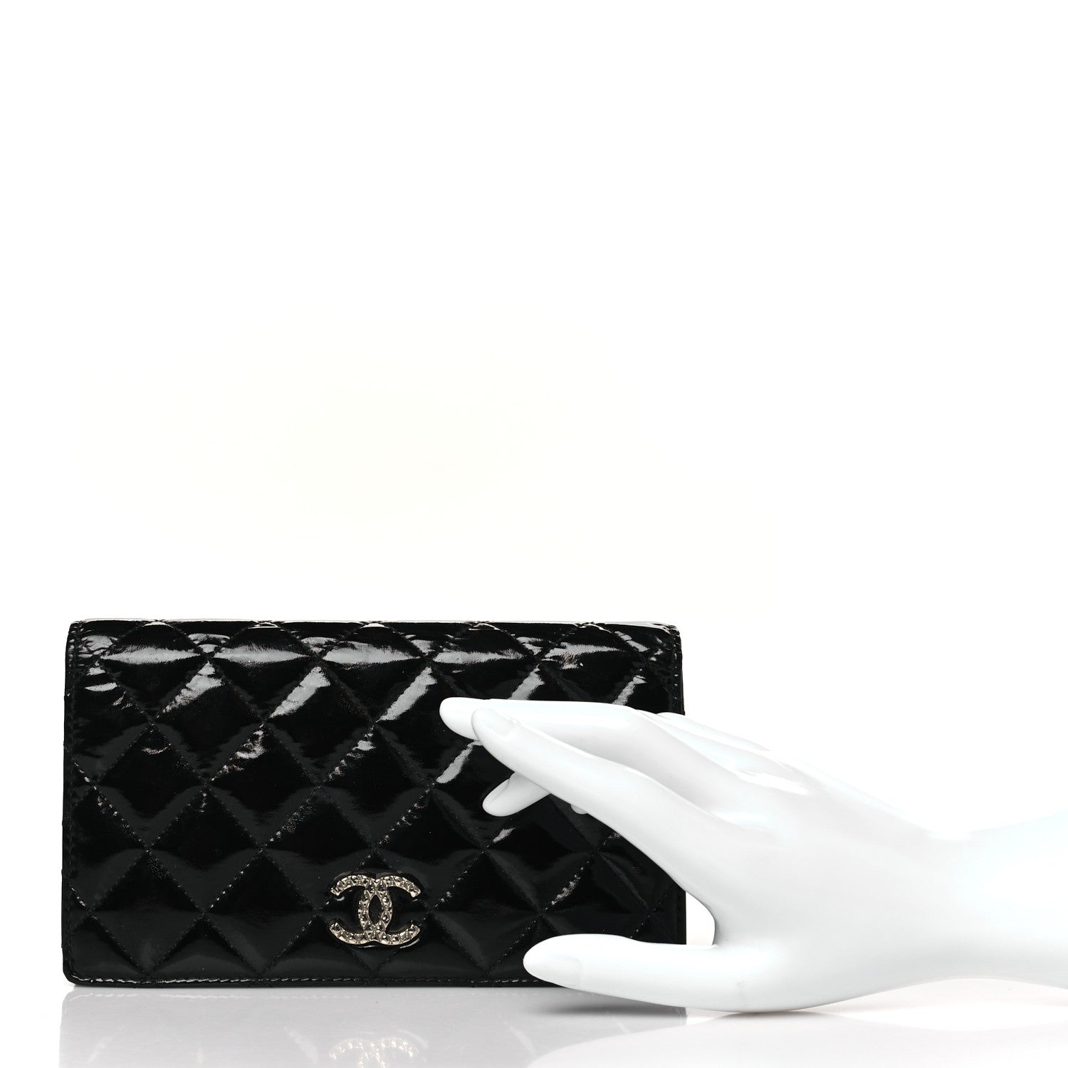 Chanel Patent Quilted Brilliant Yen Wallet Black 2 of 10