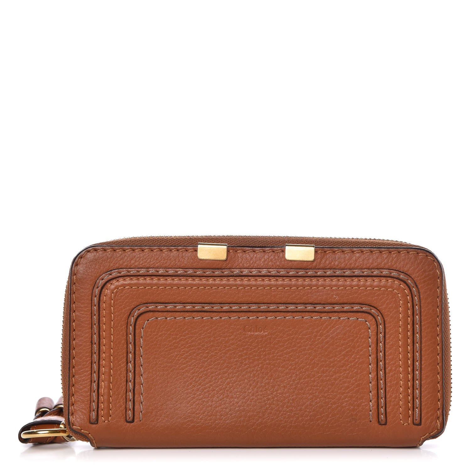 Chloe Grained Calfskin Marcie Long Zip Around Wallet Tan 1 of 9