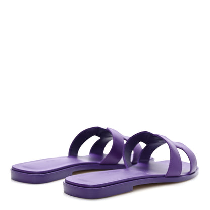 Hermes Calfskin Oran Sandals 38 Violet Majorette 4 of 9