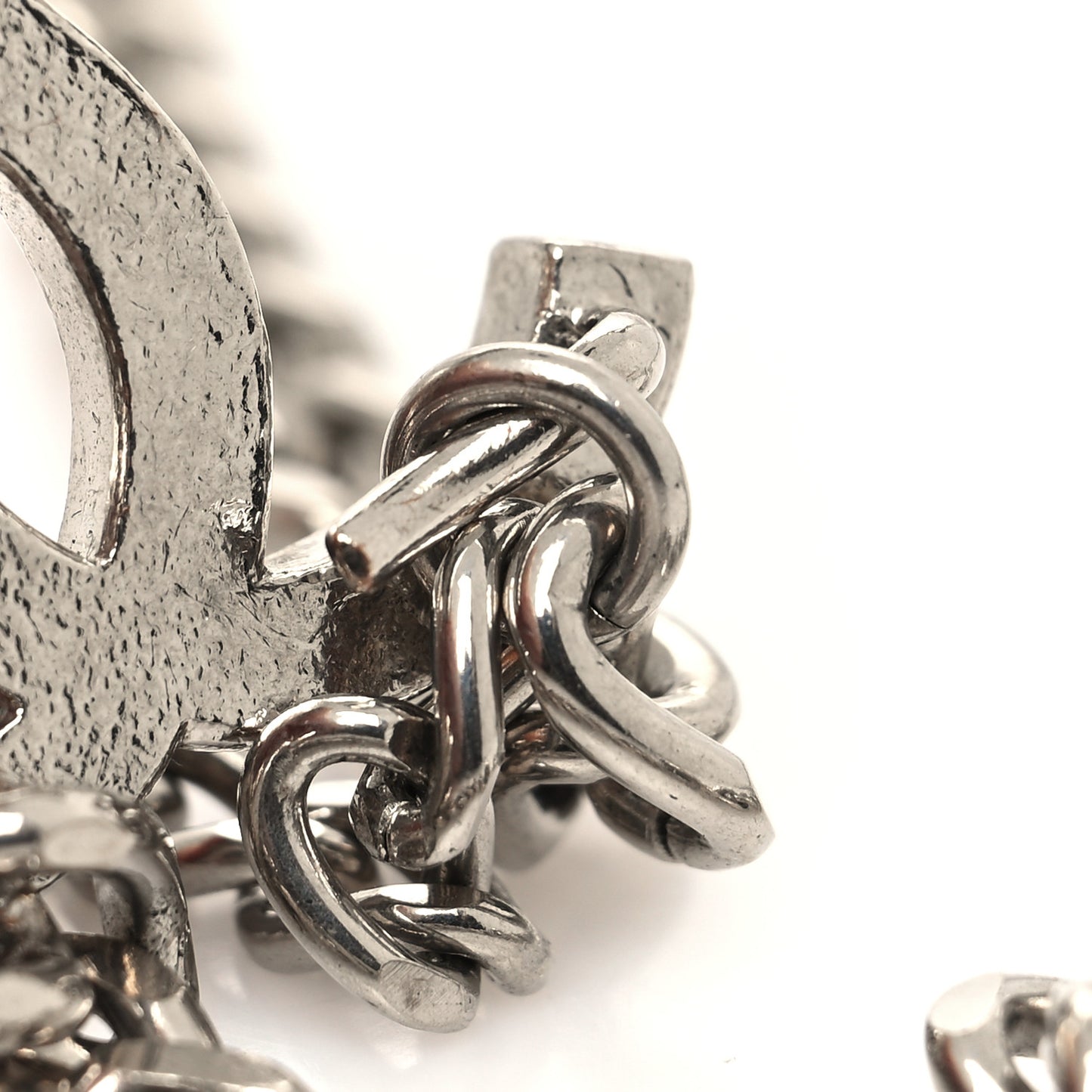 Enamel CC Chain Logo Belt Silver Black