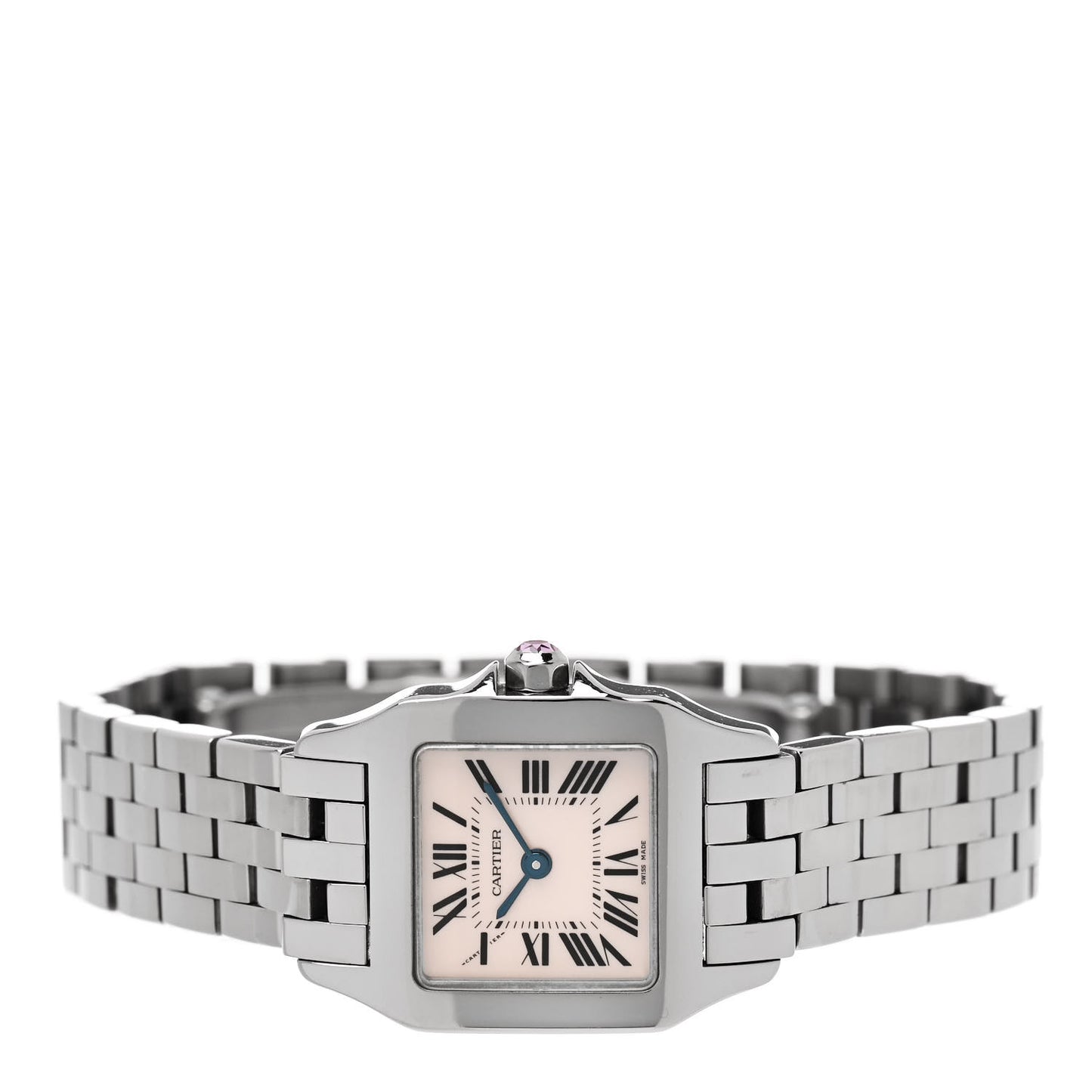 Stainless Steel Pink Mother of Pearl 20mm Santos Demoiselle Quartz Watch