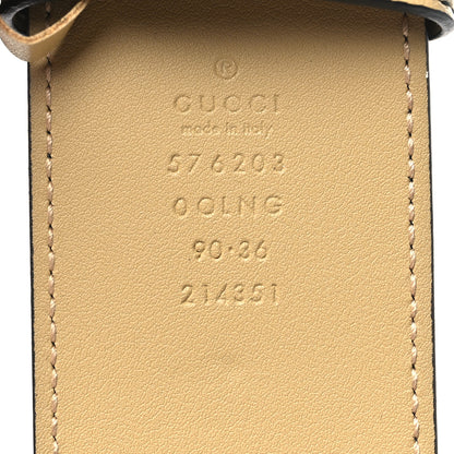 Gucci Calfskin Striped Textured Double G 50mm Belt 90 36 Black Beige 4 of 6