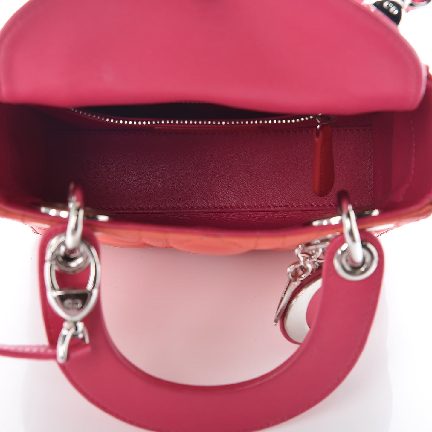 Lambskin Cannage Mini Tri-Color Lady Dior Pink