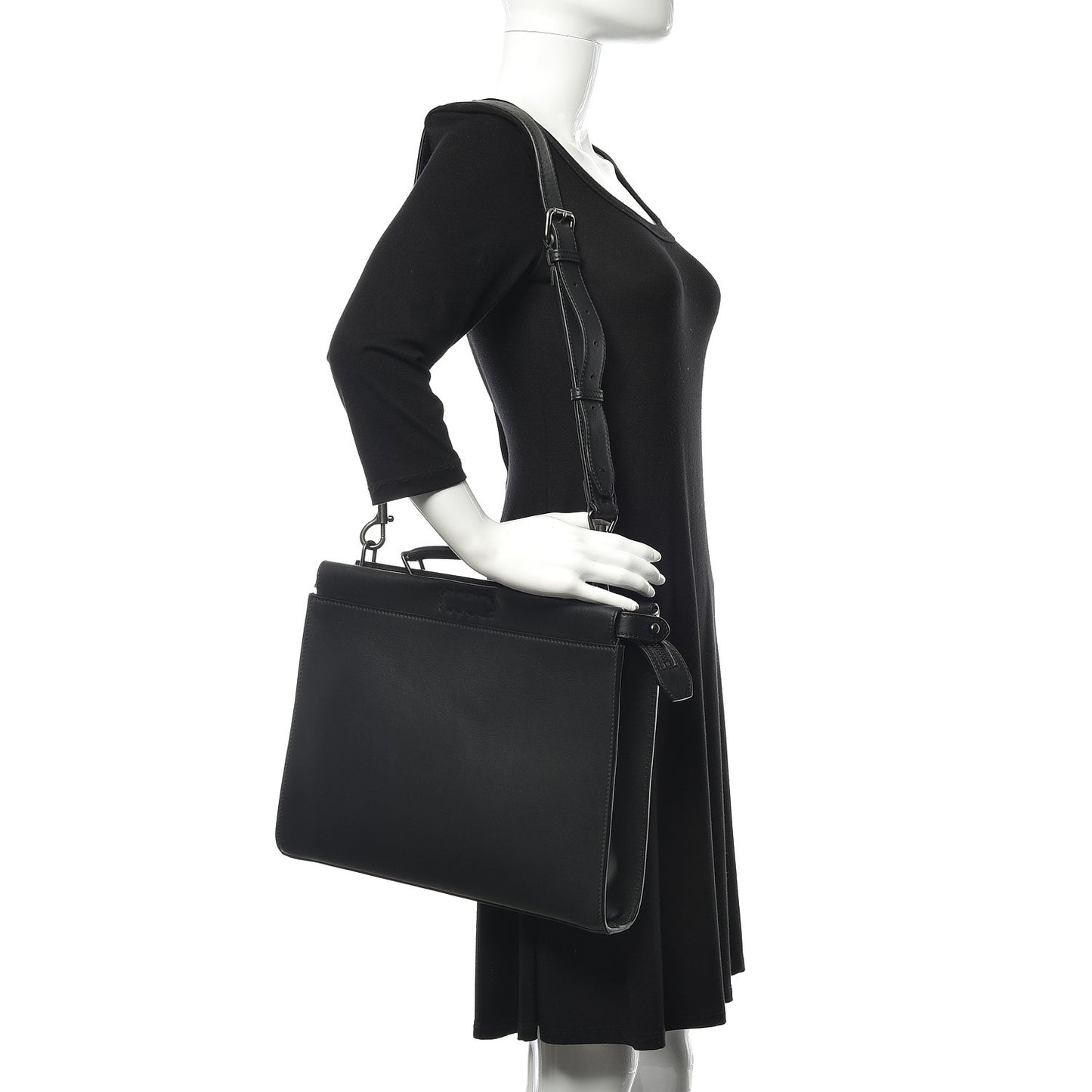 Vitello Grace Opaco Metal Monster Eyes Large Peekaboo Iconic Fit Satchel Black