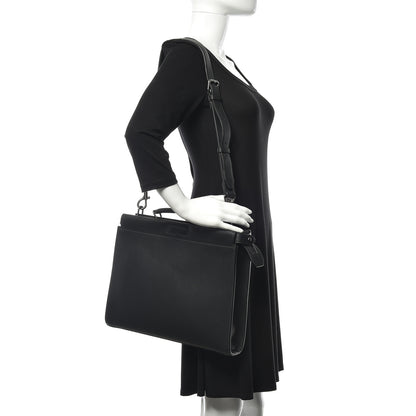 Fendi Vitello Grace Opaco Metal Monster Eyes Large Peekaboo Iconic Fit Satchel Black 2 of 9