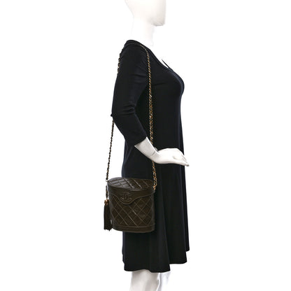 Chanel Lambskin Quilted Tassel Shoulder Bag Dark Brown 2 of 9