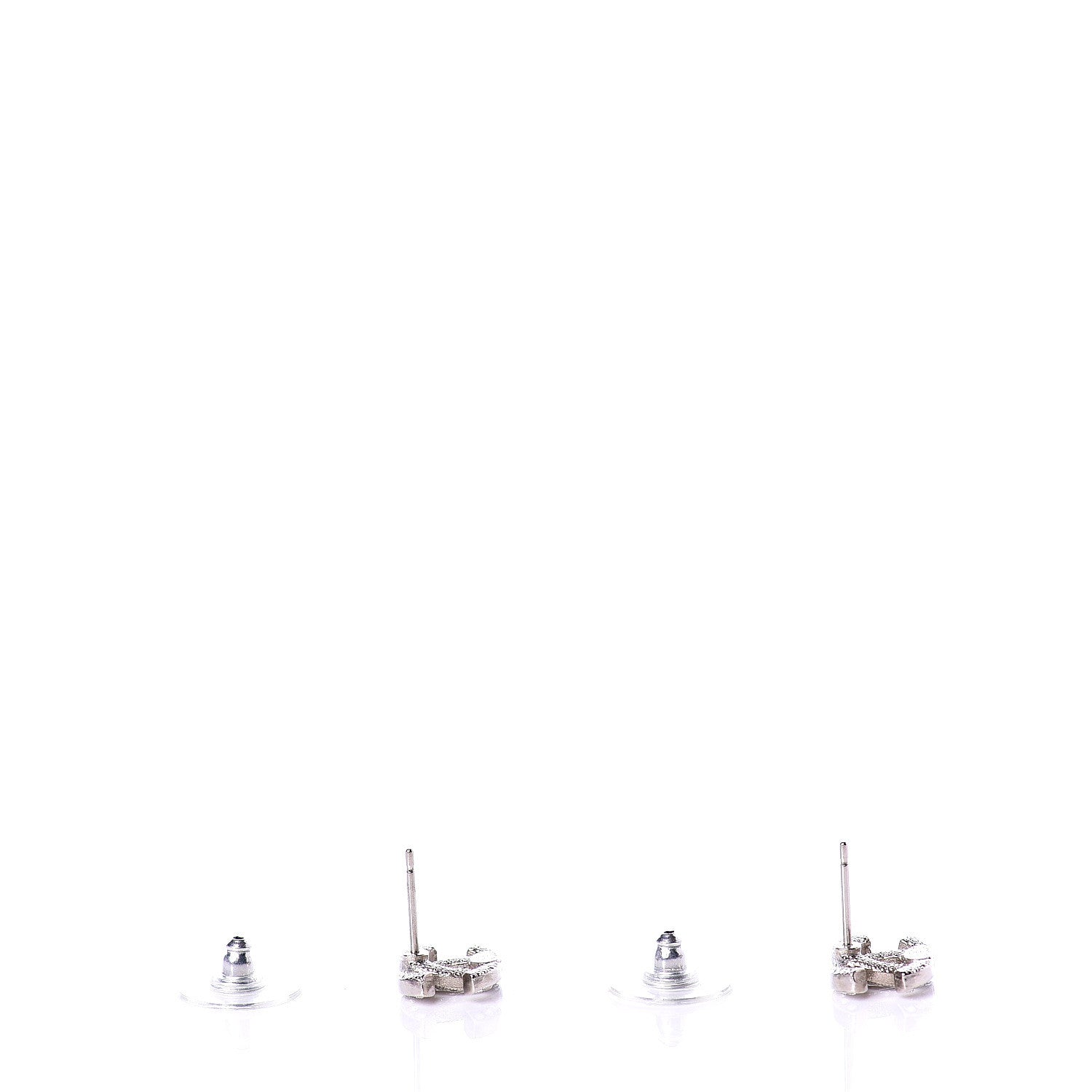 Chanel Crystal Timeless CC Earrings Silver 4 of 5