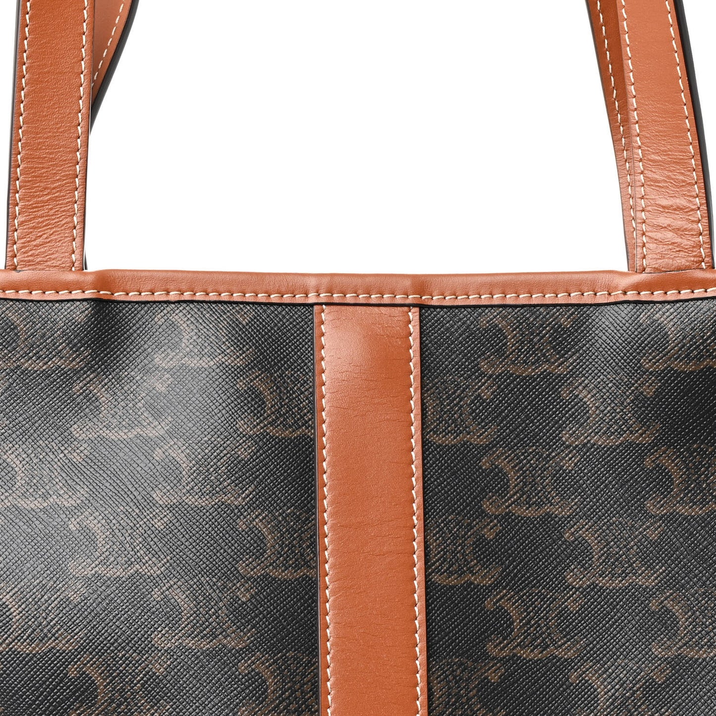 Triomphe Canvas Calfskin Small Cabas Bag Tan