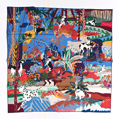 Hermes Silk En Liberte Scarf 90 Bleu Moyen Vert 2 of 5