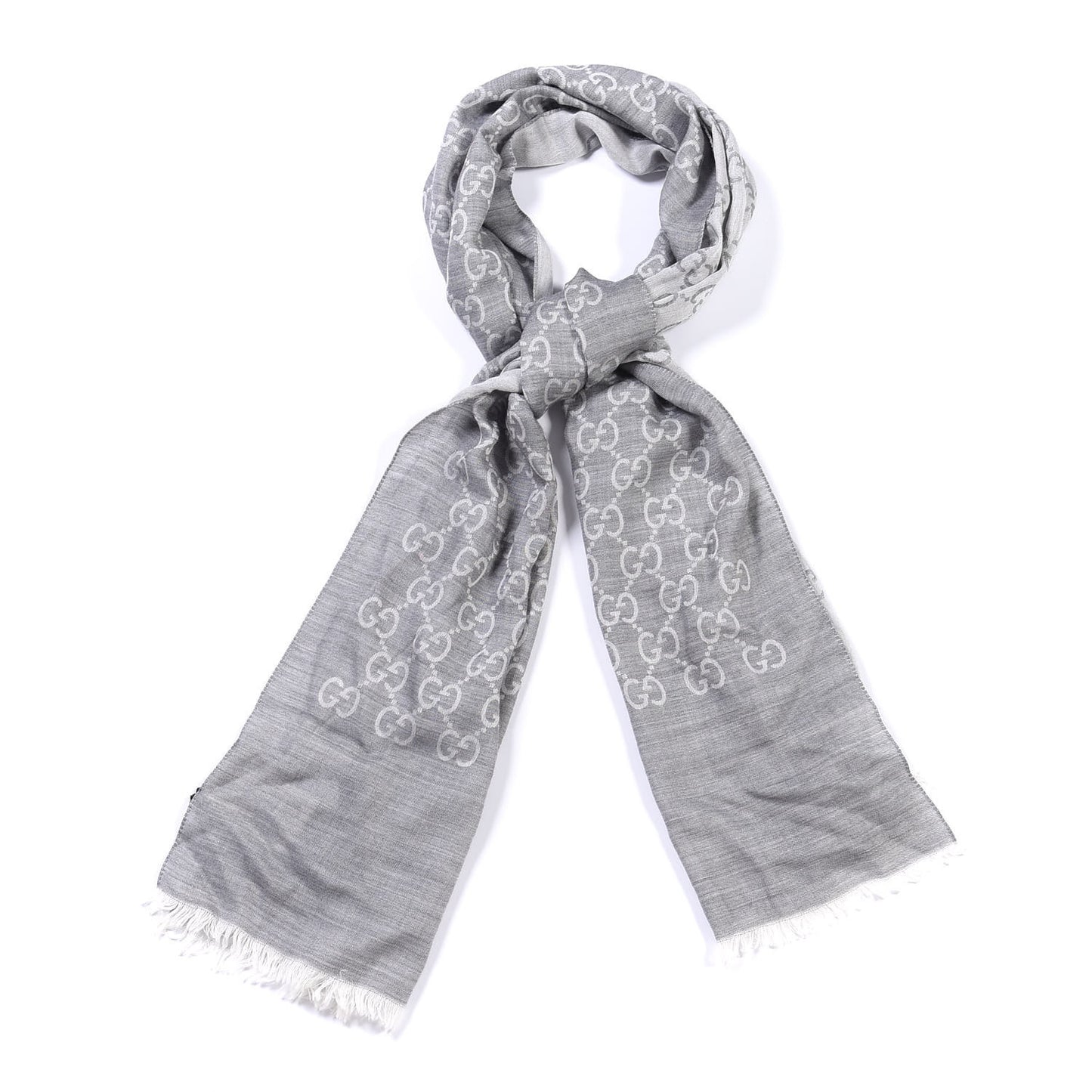 Wool Silk GG Monogram GGNat Scarf Lead