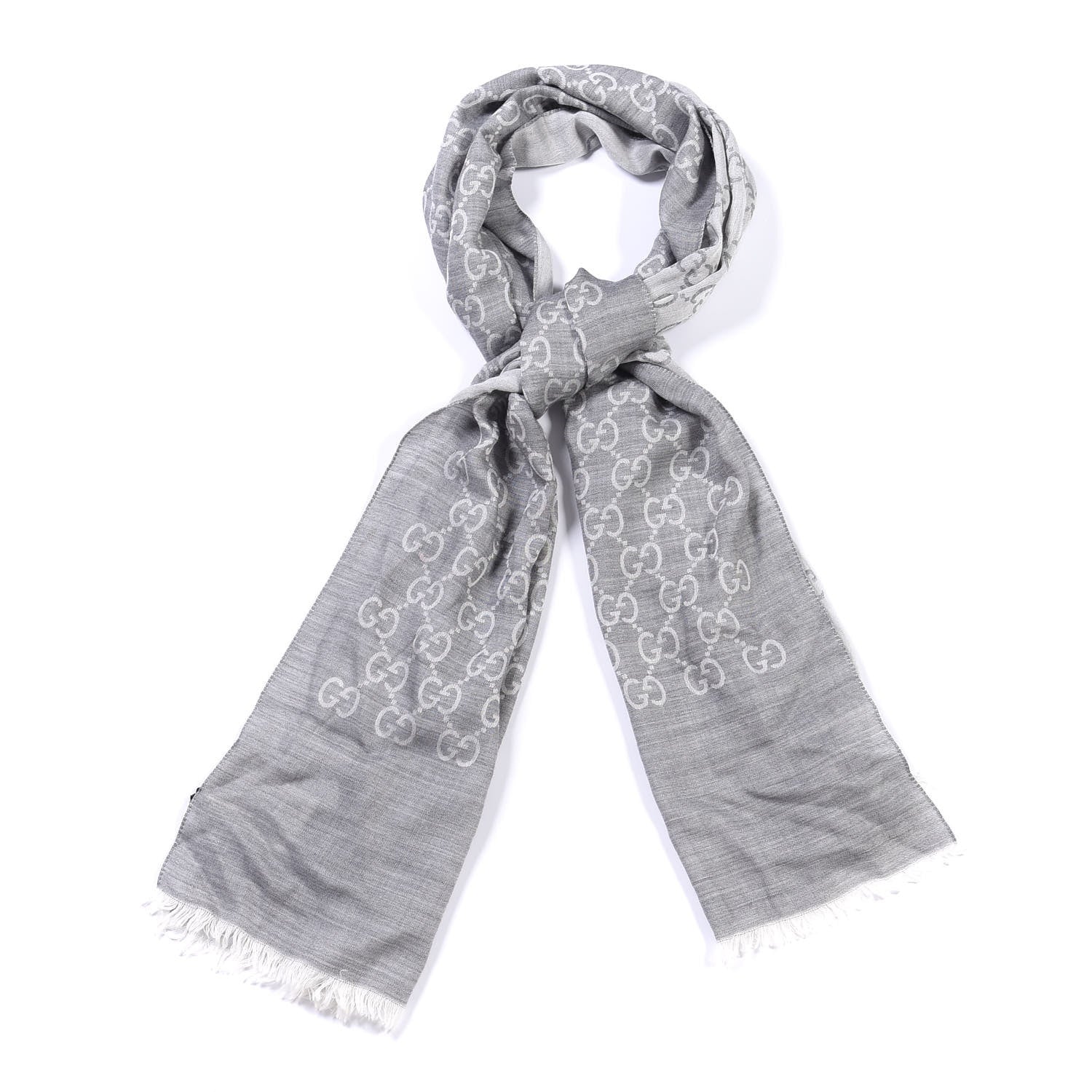 Gucci Wool Silk GG Monogram GGNat Scarf Lead 2 of 4
