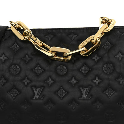 Louis Vuitton Lambskin Embossed Monogram Coussin MM Black 9 of 13