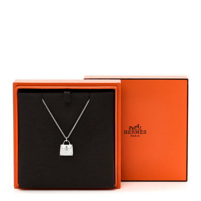 Hermes 18K White Gold Diamond Kelly Amulette Pendant Necklace 6 of 6