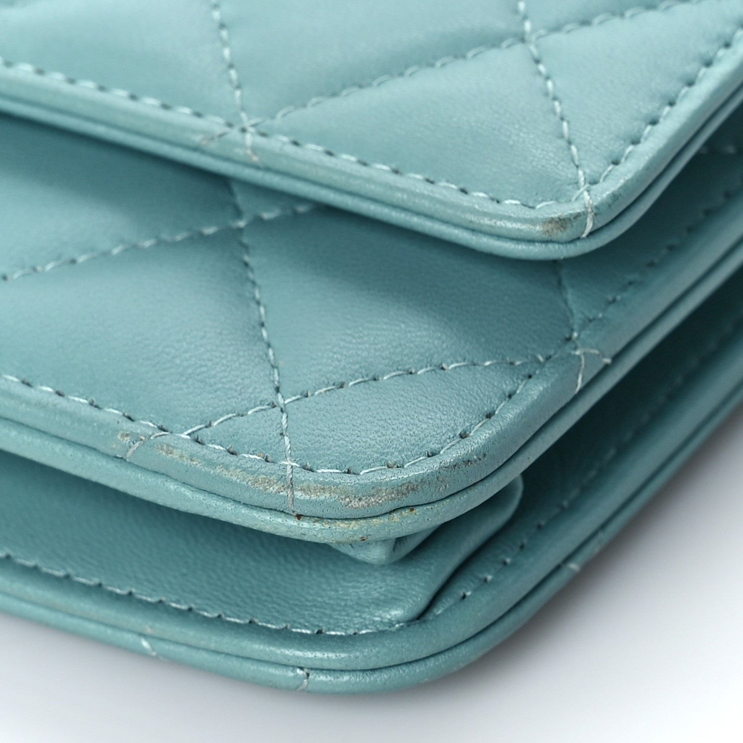 Chanel Lambskin Quilted Trendy CC Wallet On Chain WOC Light Blue 9 of 12