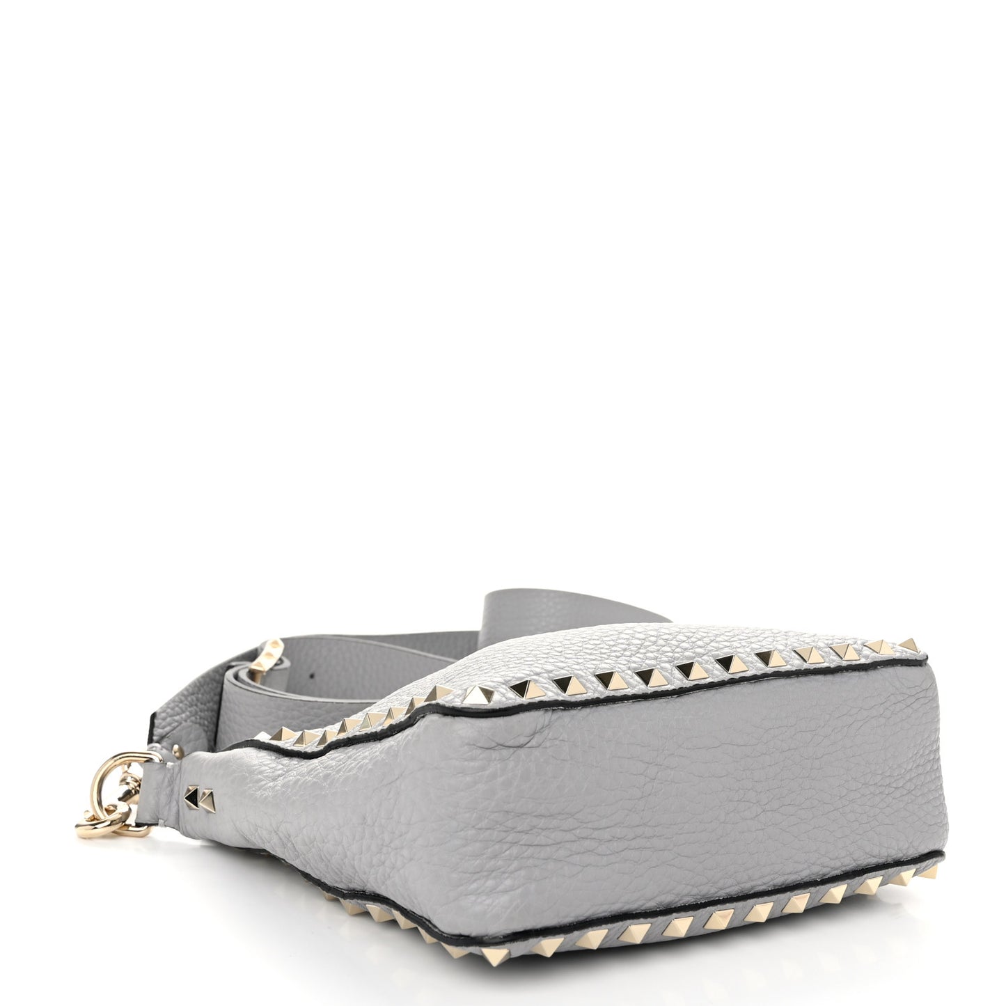 Pebbled Calfskin Mini Rockstud Flip-Lock Messenger Bag Pastel Grey