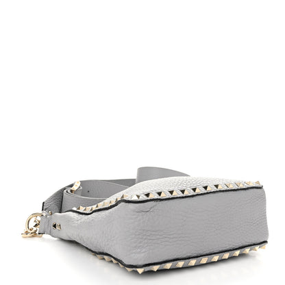 Valentino Garavani Pebbled Calfskin Mini Rockstud Flip-Lock Messenger Bag Pastel Grey 4 of 11