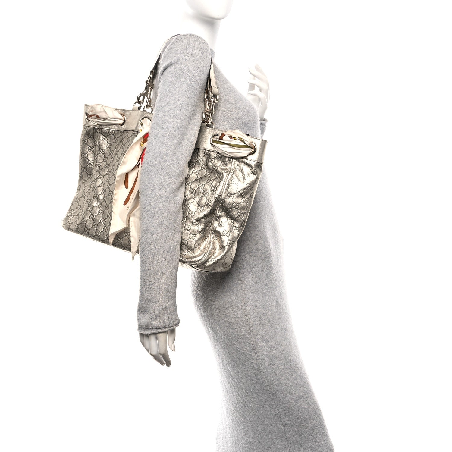 Gucci Metallic Guccissima Large Positano Tote Gold 2 of 11