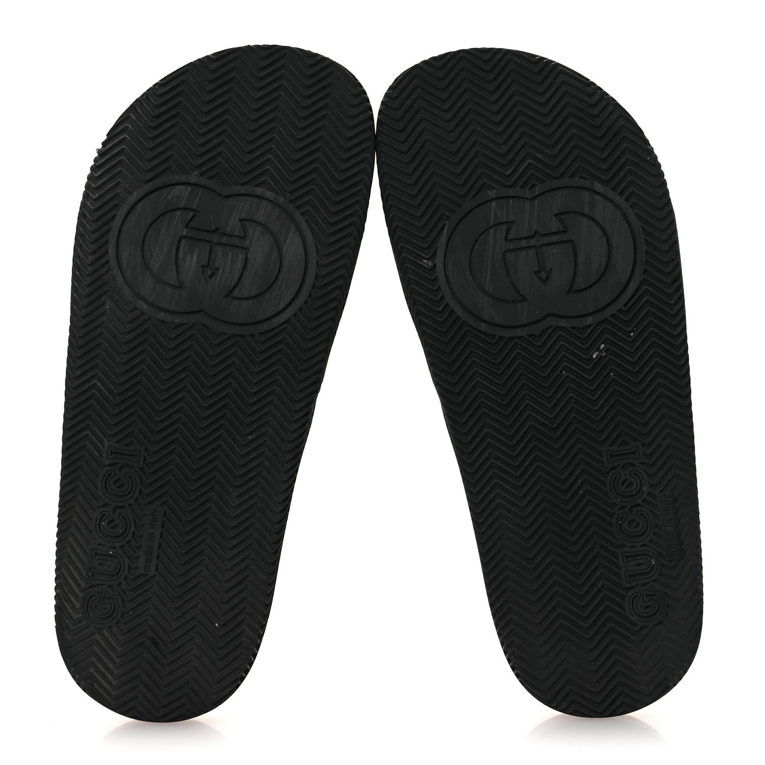 Gucci Rubber Web Womens Interlocking G Slide Sandals 33 Black Green Red 7 of 11